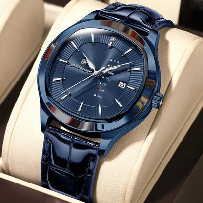 Poedagar 623 Men's Luxury Quartz Watch – Leather Strap, Waterproof, Luminous, Date