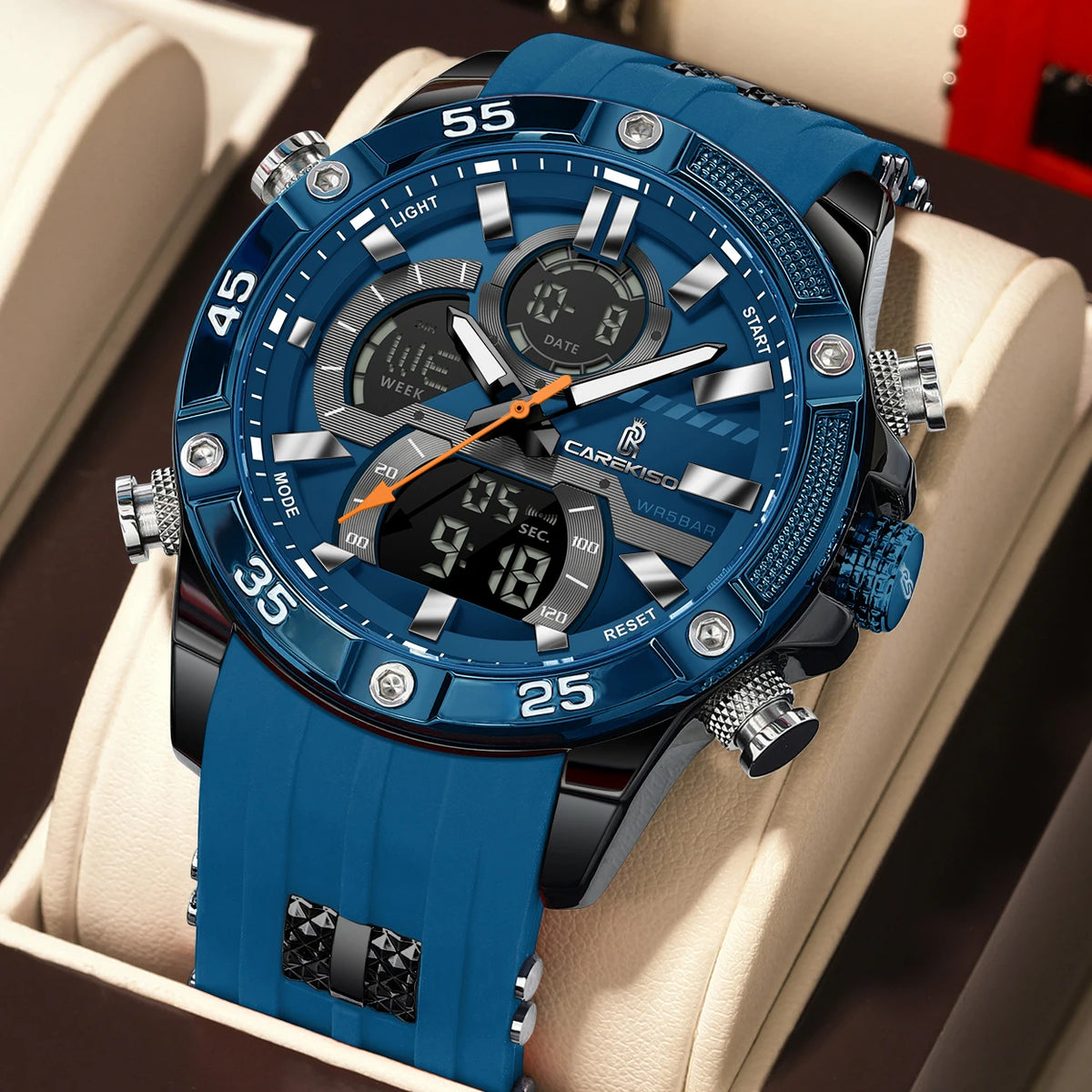 Poedagar C105 Men's Luxury Chronograph Quartz Watch – Silicone Strap, Waterproof, Luminous, Date