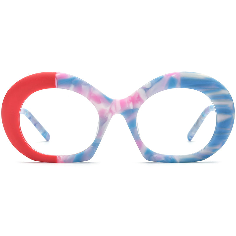 Oversized Matte Acetate Round Optical Glasses Frame - MCROONS - front view