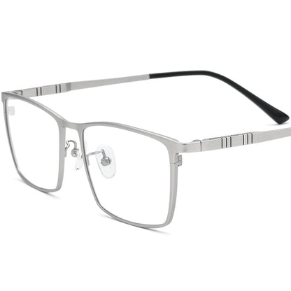 Sleek Titanium Square Half-Rim Optical Glasses Frame - Silver - MCROONS
