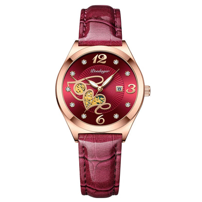 Poedagar 310 Women's Luxury Quartz Watch – Leather Strap, Waterproof, Luminous, Date