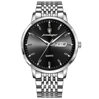 Poedagar 832 Men's Luxury Quartz Watch – Stainless Steel Band, Waterproof, Date
