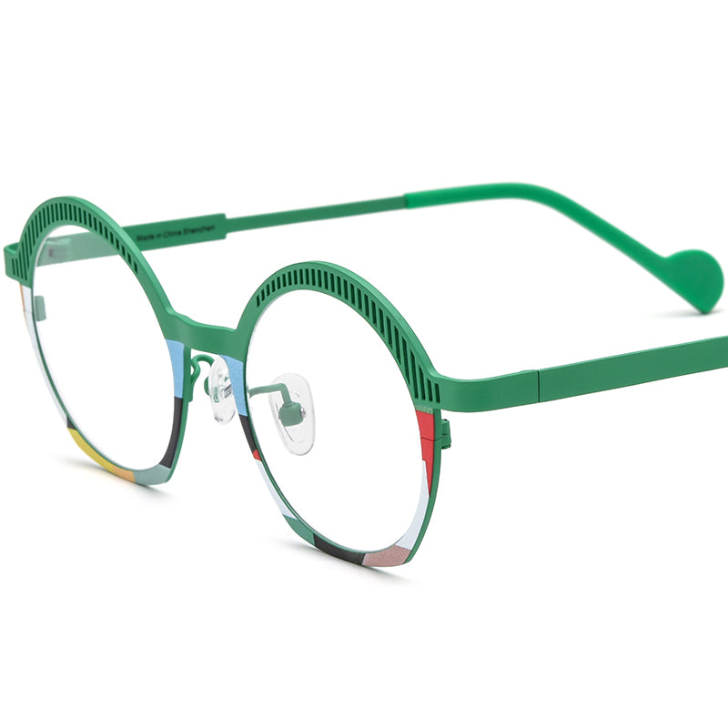 Titanium Oval Optical Glasses Frame Fashionable - Green - MCROONS