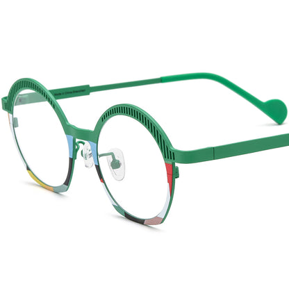 Titanium Oval Optical Glasses Frame Fashionable - Green - MCROONS