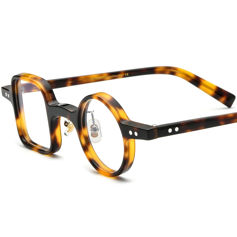 Vintage Asymmetric Acetate Optical Glasses Frame - Leopard - MCROONS