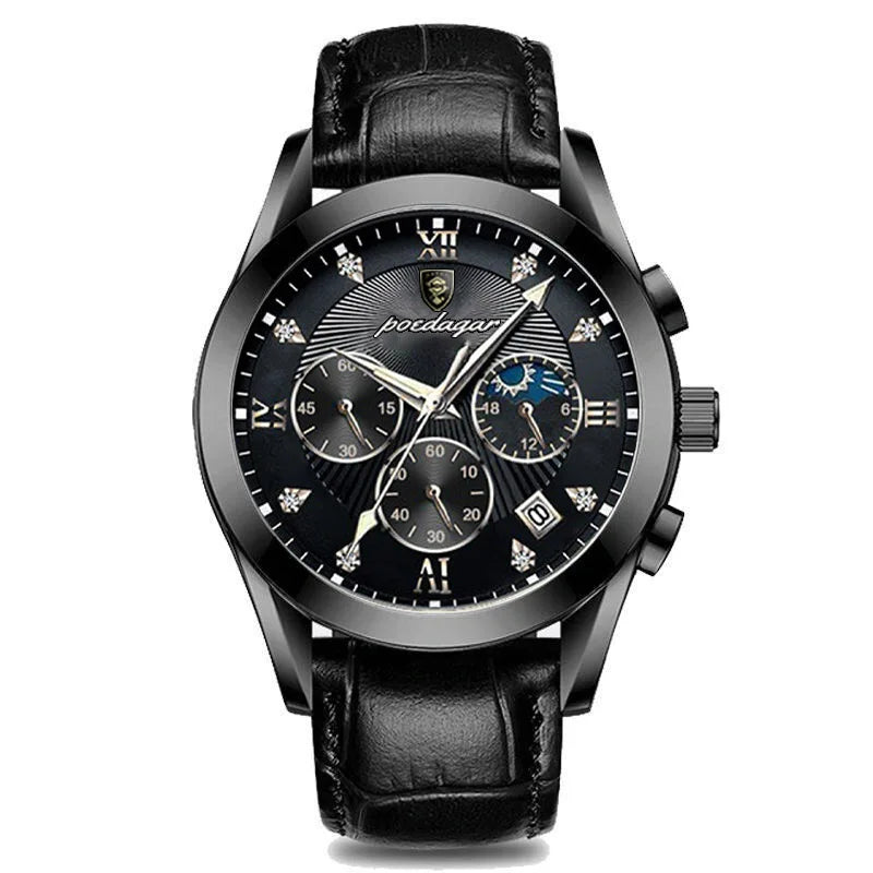 Poedagar 8208 Men's Luxury Quartz Watch – Stainless Steel Band, Waterproof, Luminous, Date