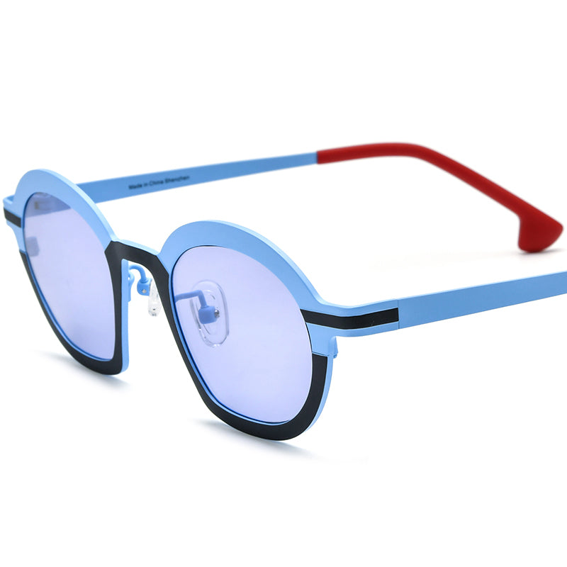 Colourful Titanium Cat Eye Polarised Sunglasses Fashion - Black Blue - MCROONS