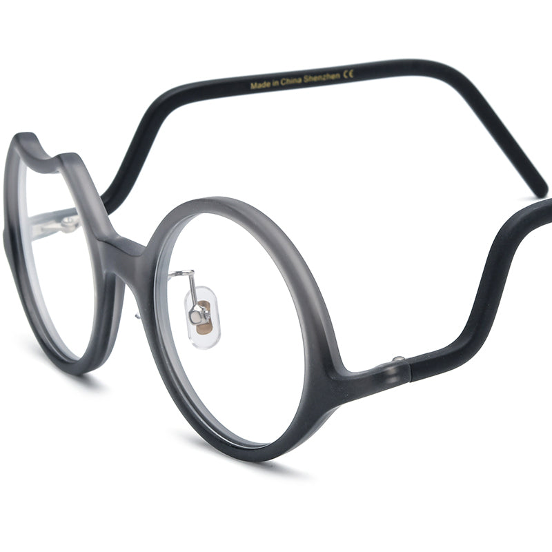 Retro Irregular Round Matte Acetate Optical Glasses Frame - Matte Gradient Gray - MCROONS