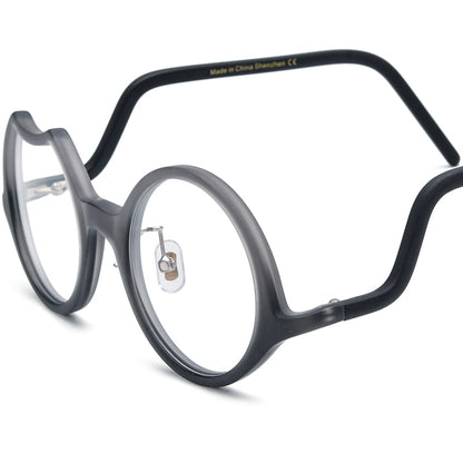 Retro Irregular Round Matte Acetate Optical Glasses Frame - Matte Gradient Gray - MCROONS
