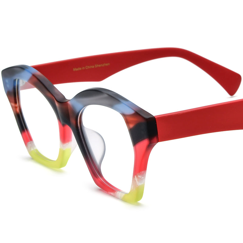 Oversized Vintage Matte Acetate Cat Eye Optical Glasses Frame - Black - MCROONS