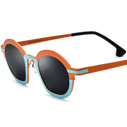 Colourful Titanium Cat Eye Polarised Sunglasses Fashion - Blue Orange - MCROONS