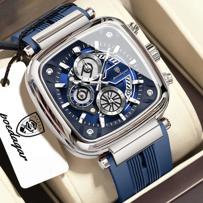 Poedagar 849 Men's Luxury Chronograph Quartz Watch – Silicone Strap, Waterproof, Luminous, Date