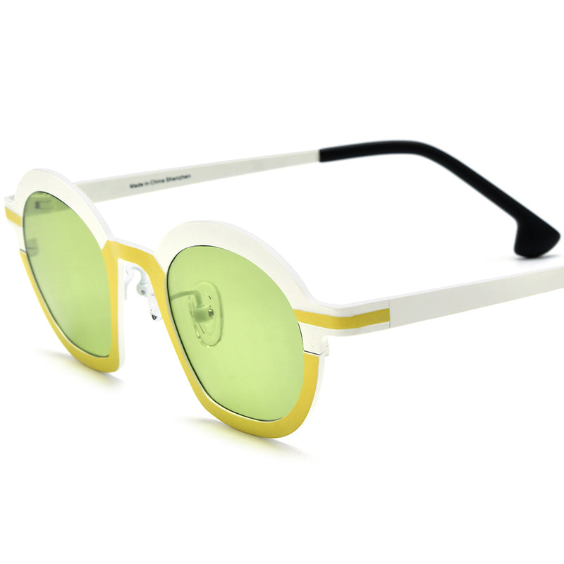 Colourful Titanium Cat Eye Polarised Sunglasses Fashion - Yellow White - MCROONS