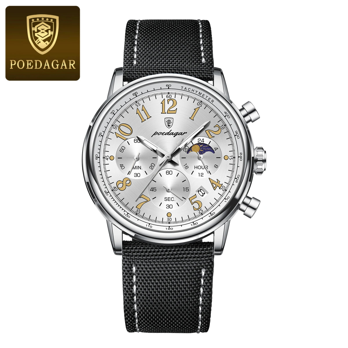 Poedagar 808 Men's Luxury Chronograph Quartz Watch – Leather Strap, Waterproof, Luminous, Date