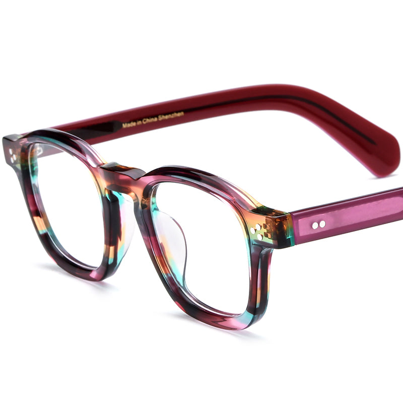 Vintage Retro Acetate Square Optical Glasses - Purple - MCROONS