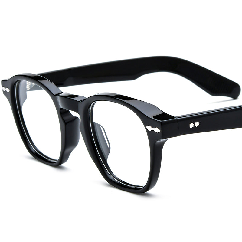 Vintage Square Acetate Optical Glasses Frame - Black - MCROONS