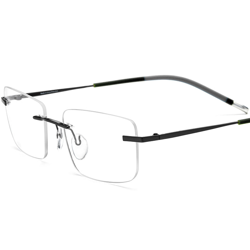 Ultralight Titanium Rimless Square Optical Glasses - Black - MCROONS