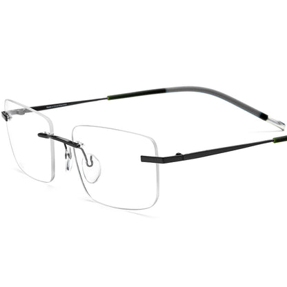 Ultralight Titanium Rimless Square Optical Glasses - Black - MCROONS
