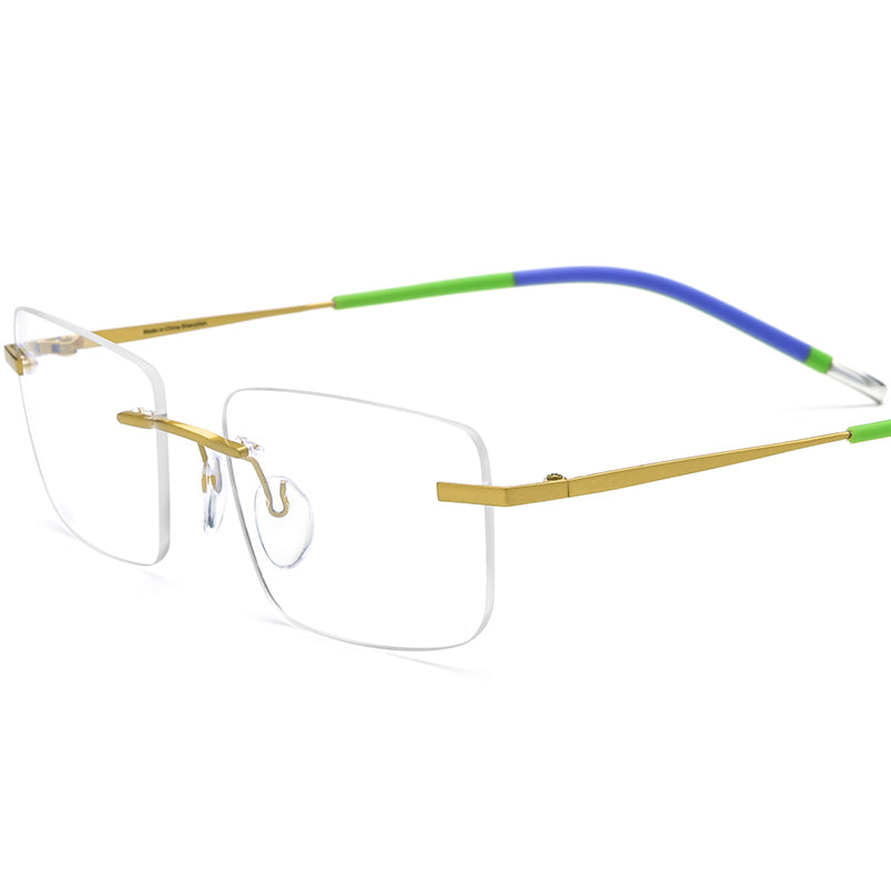 Ultralight Titanium Rimless Square Optical Glasses - Yellow - MCROONS