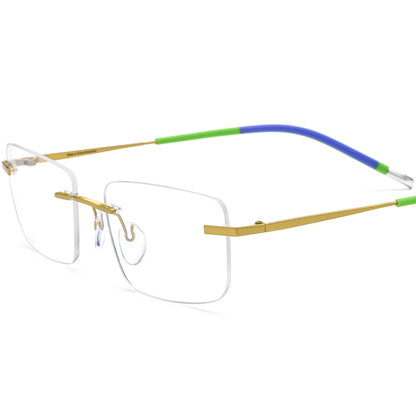 Ultralight Titanium Rimless Square Optical Glasses - Yellow - MCROONS
