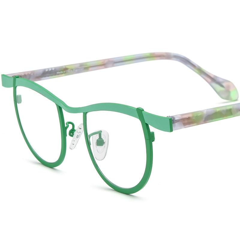 Acetate Titanium Cat Eye Optical Glasses Frame Vintage - MCROONS - Green