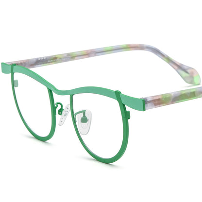 Acetate Titanium Cat Eye Optical Glasses Frame Vintage - MCROONS - Green
