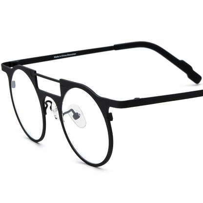 Colourful Titanium Round Optical Glasses Frame Designer - Black - MCROONS