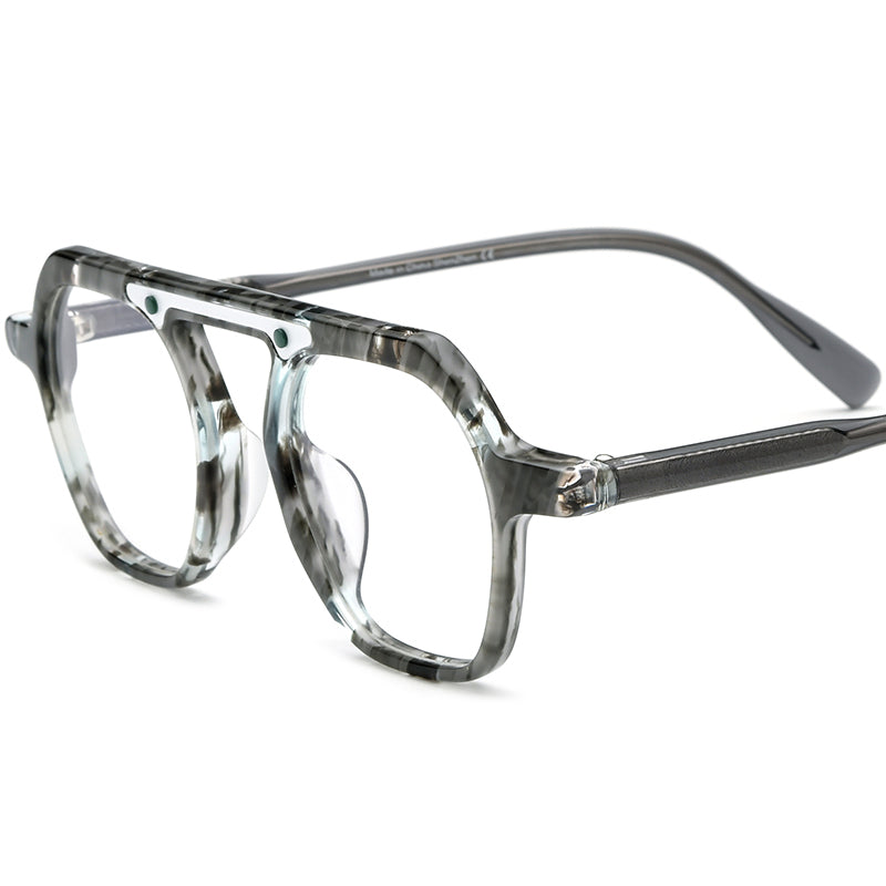 Fashionable Acetate Pilot Optical Glasses Frame - Gray Stripe - MCROONS