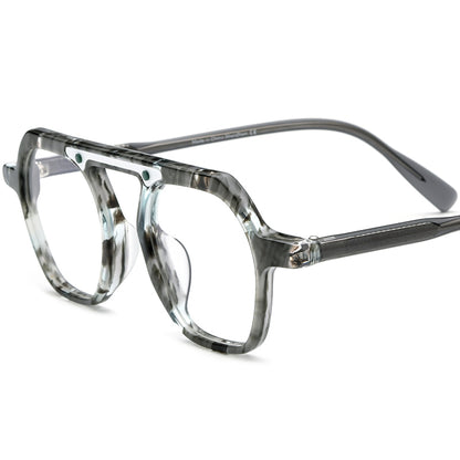 Fashionable Acetate Pilot Optical Glasses Frame - Gray Stripe - MCROONS