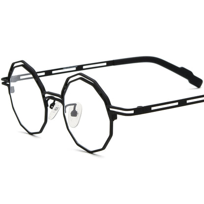 Titanium Polygon Optical Glasses Frame Print Design - Black - MCROONS