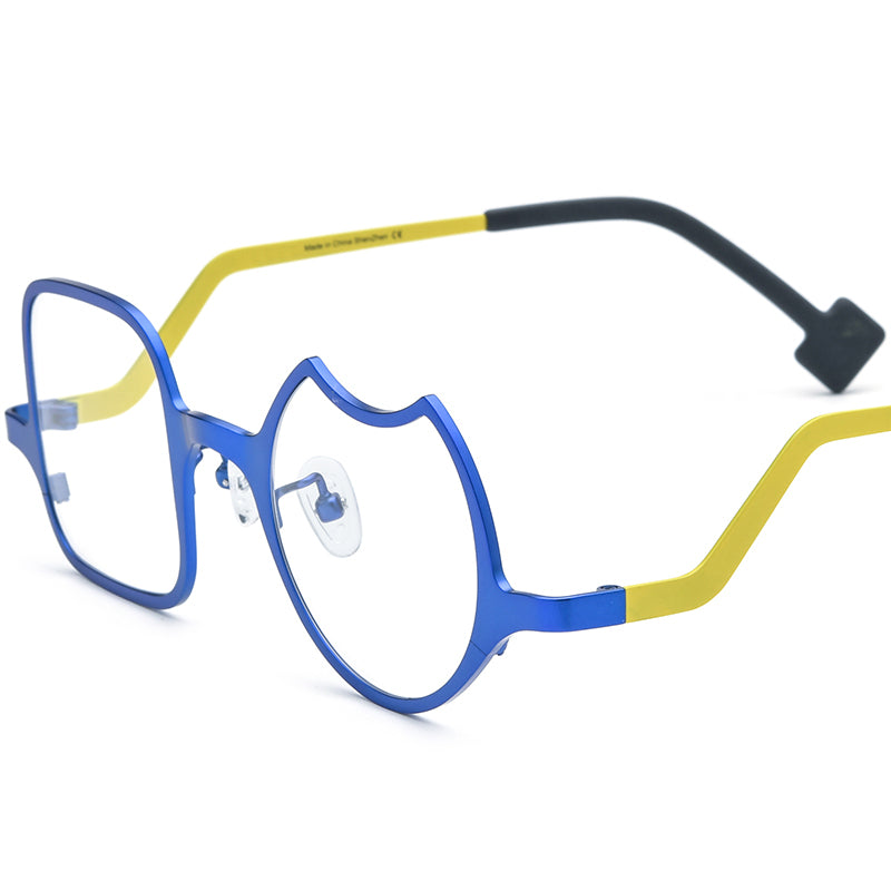 Colourful Titanium Irregular Optical Glasses Frame - Matte Blue Frame - MCROONS