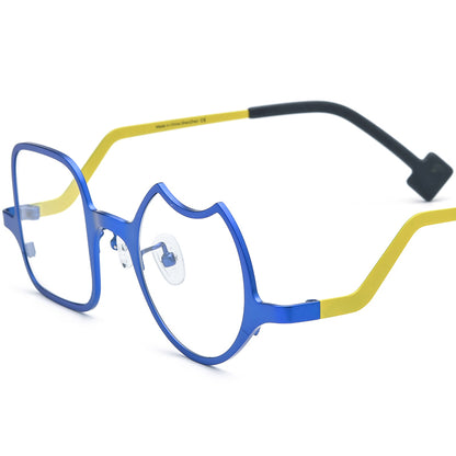Colourful Titanium Irregular Optical Glasses Frame - Matte Blue Frame - MCROONS