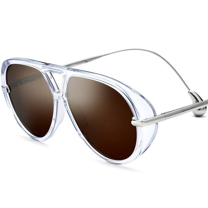 Diamond Acetate Cat Eye Polarised Sunglasses - Transparent Brown Lens - MCROONS