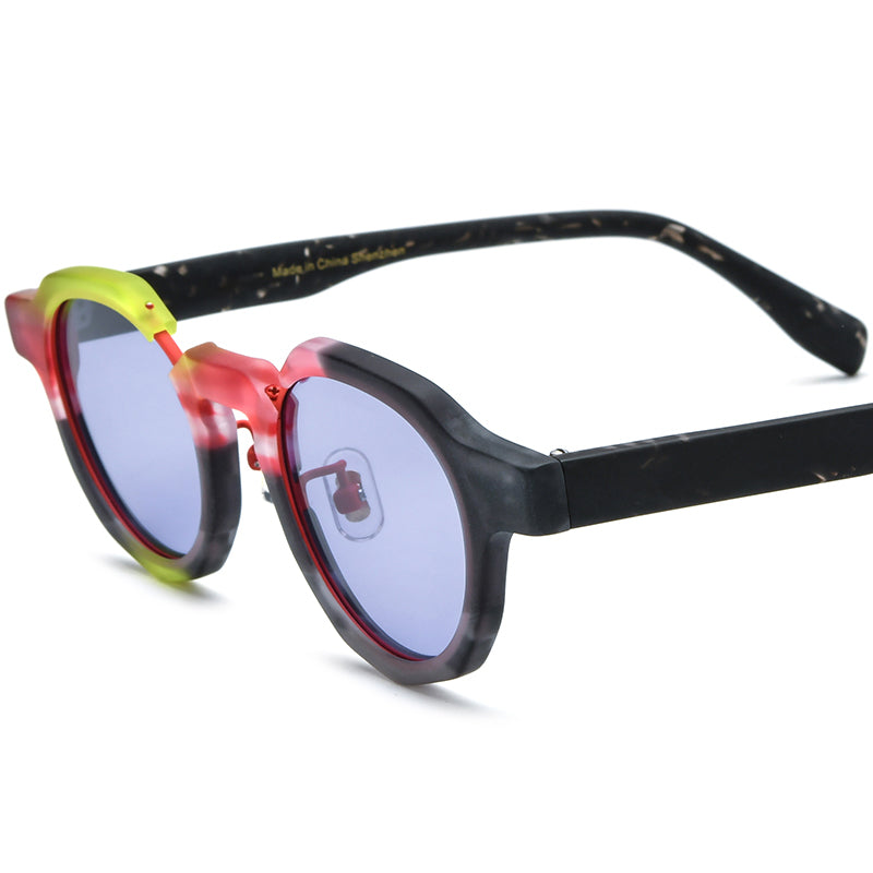 Matte Acetate Cat Eye Polarized Sunglasses Mirrored - Black Red Purple Lens - MCROONS