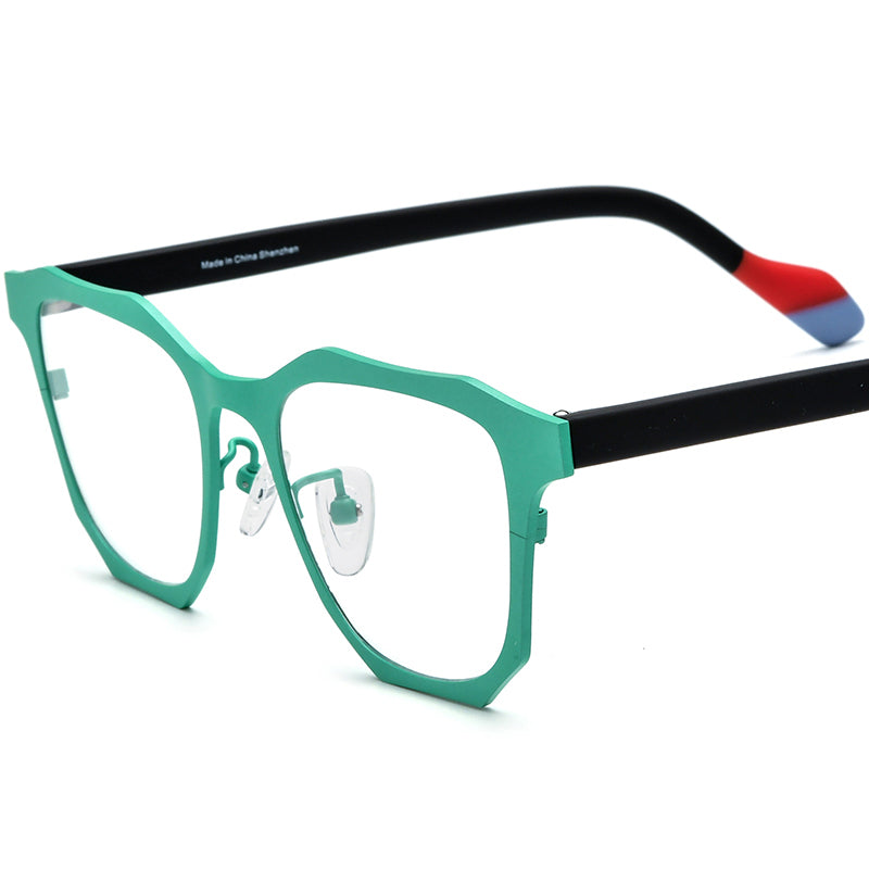 Acetate Titanium Square Optical Glasses Frame Vintage Design - MCROONS - Green