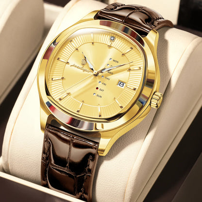 Poedagar 623 Men's Luxury Quartz Watch – Leather Strap, Waterproof, Luminous, Date