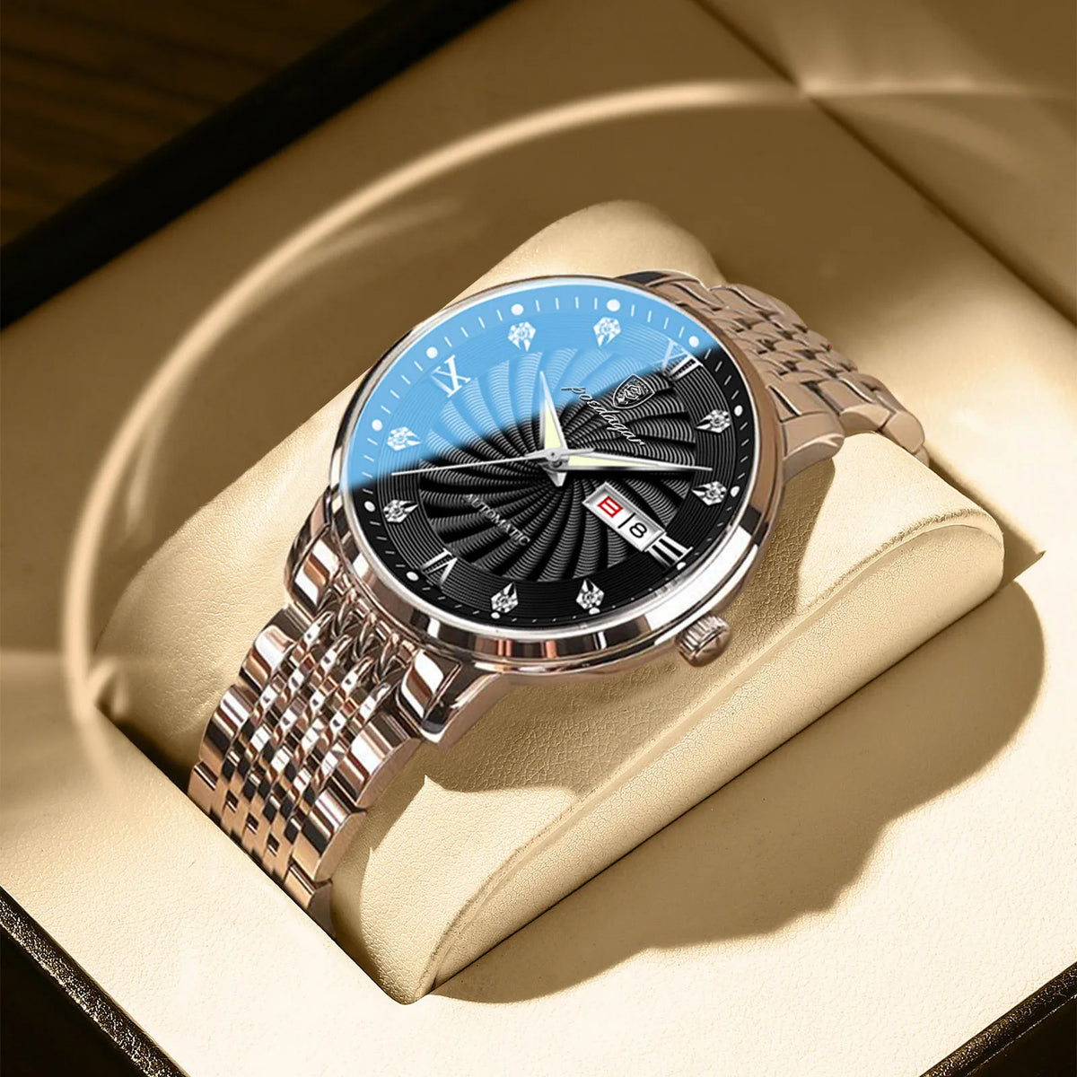 Poedagar 827 Men's Luxury Quartz Watch – Stainless Steel Band, Waterproof, Date