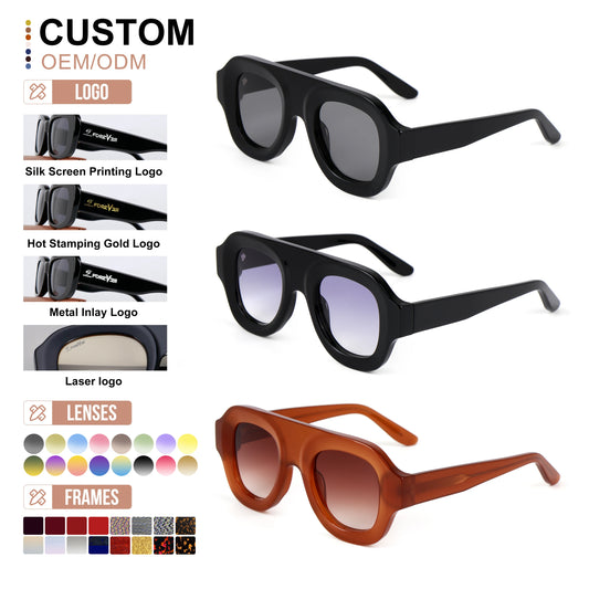 MCROONS Oversized Luxury Acetate Sunglasses, CR39 Lens, Unisex