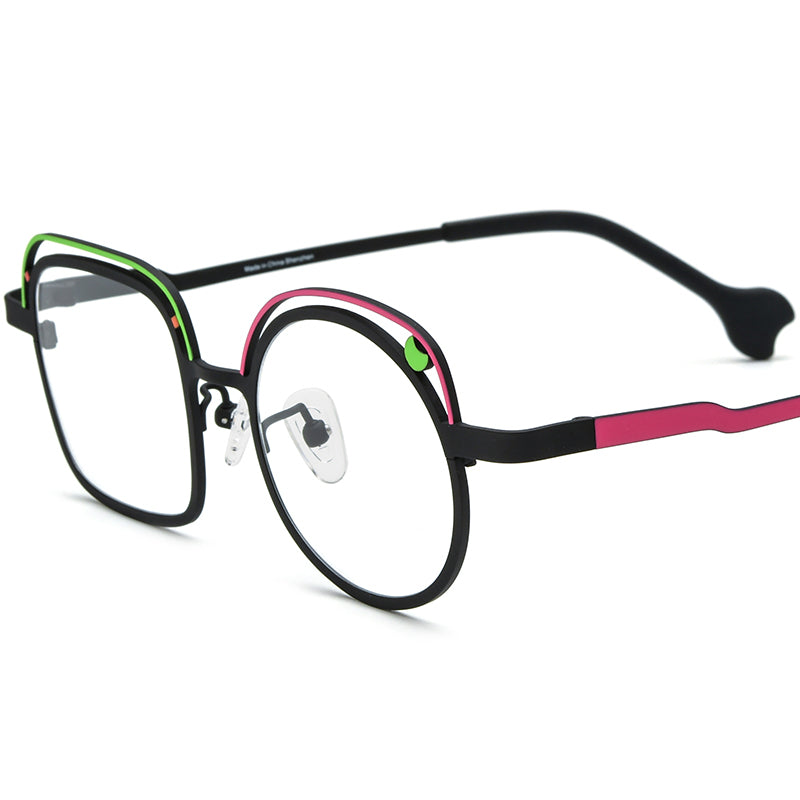 Titanium Square Optical Glasses Frame Retro Fashion - Black Green - MCROONS