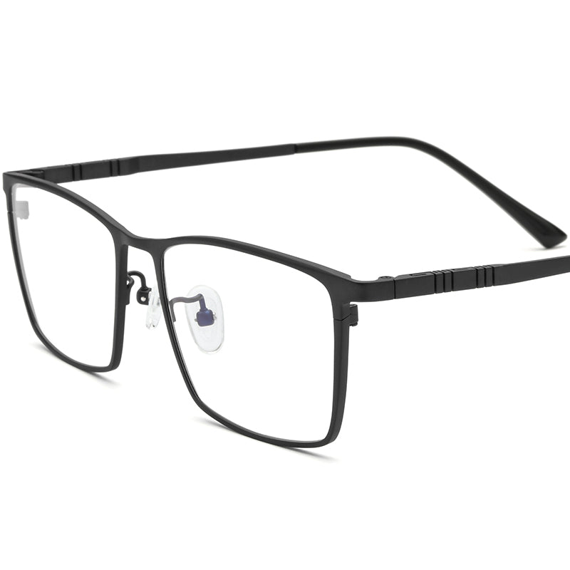 Sleek Titanium Square Half-Rim Optical Glasses Frame - Black - MCROONS