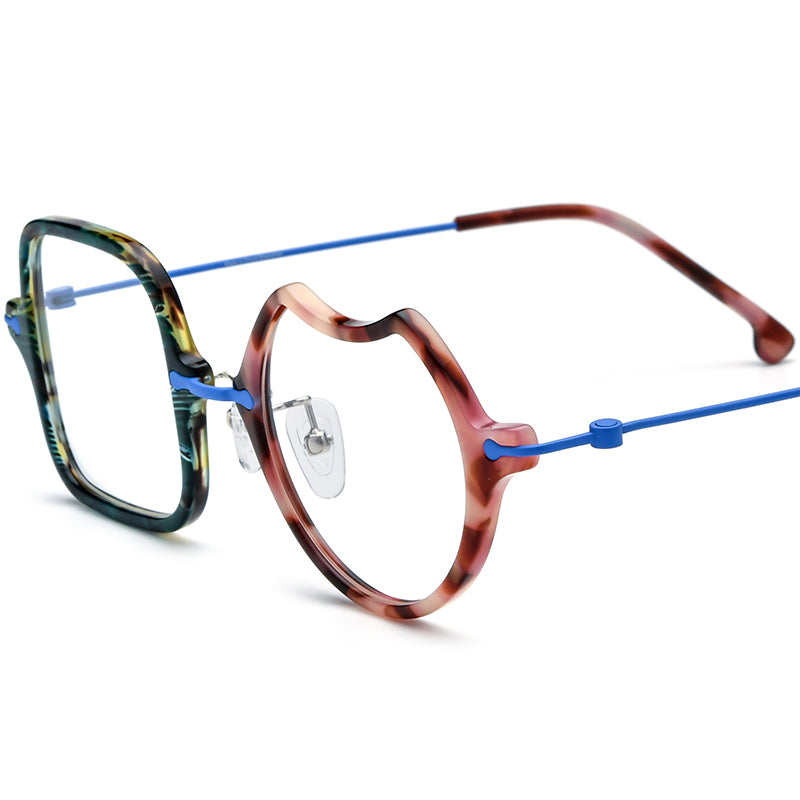 Asymmetric Geometric Optical Glasses Frame - Blue - MCROONS