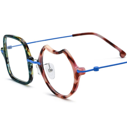 Asymmetric Geometric Optical Glasses Frame - Blue - MCROONS