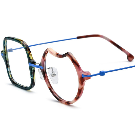 Asymmetric Geometric Optical Glasses Frame - Blue - MCROONS