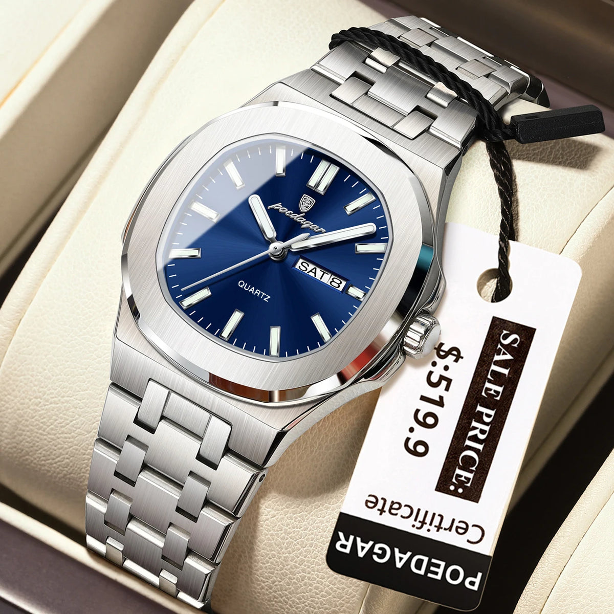 Poedagar 792 Women's Luxury Quartz Watch – Stainless Steel Band, Waterproof, Luminous, Date