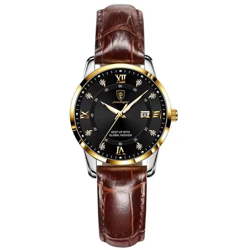 Poedagar 268 Women's Luxury Quartz Watch – Stainless Steel Band, Waterproof, Luminous, Date