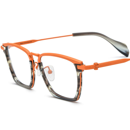 Acetate Titanium Square Optical Glasses Frame Vintage - MCROONS - Orange