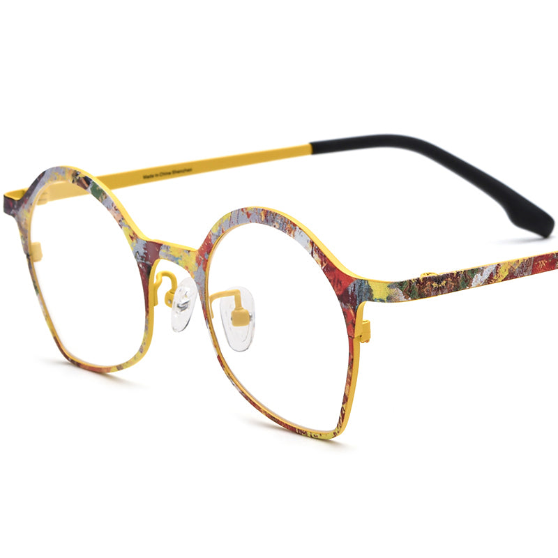 Vintage Titanium Cat Eye Optical Glasses - Yellow - MCROONS
