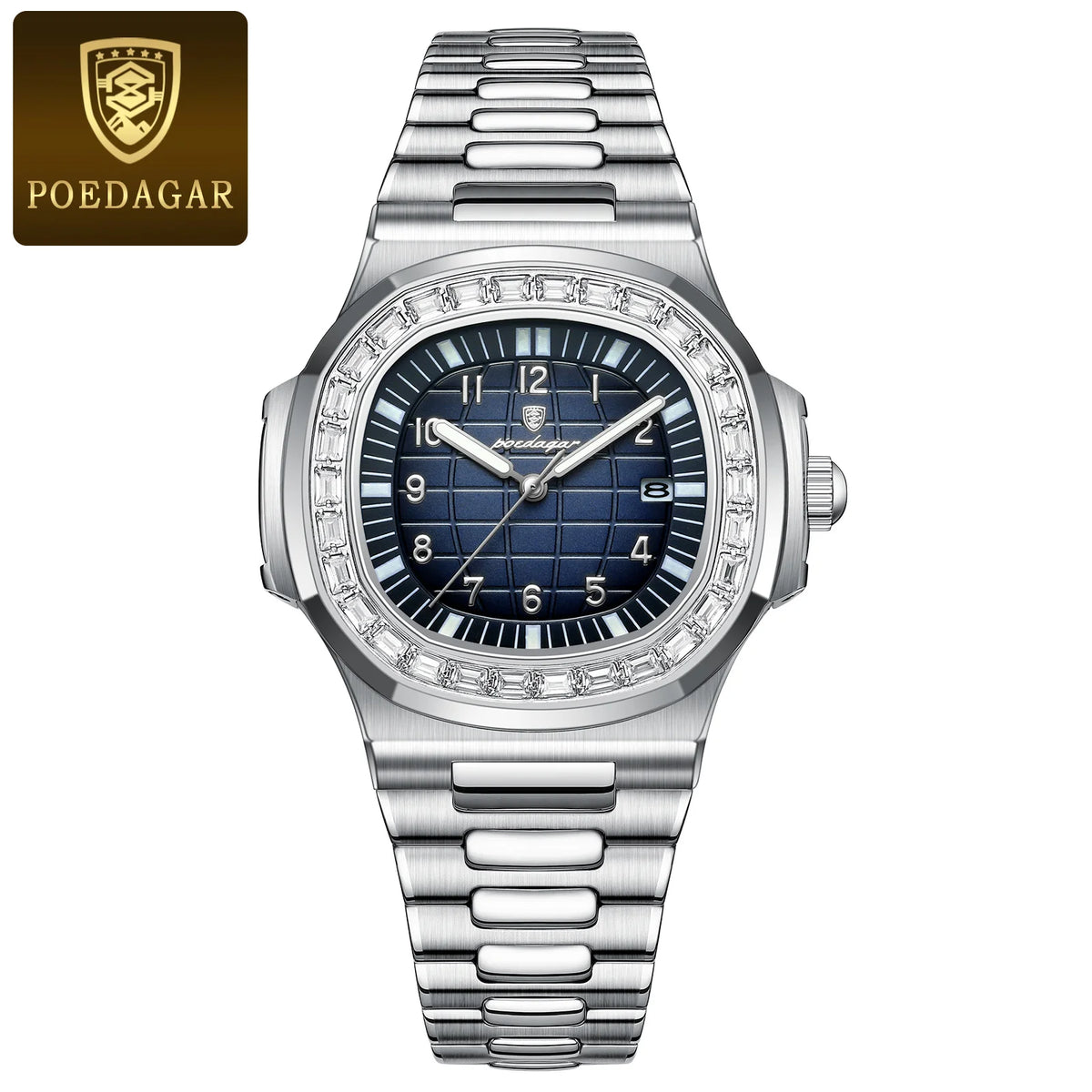 Poedagar 925 Men's Luxury Quartz Watch – Stainless Steel Band, Waterproof, Luminous, Date