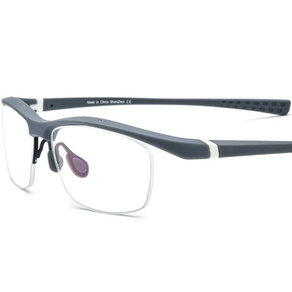 Sports Half-Rim Square TR90 Optical Glasses Frame - Gray - MCROONS