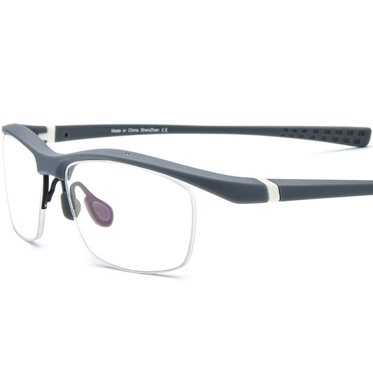 Sports Half-Rim Square TR90 Optical Glasses Frame - Gray - MCROONS